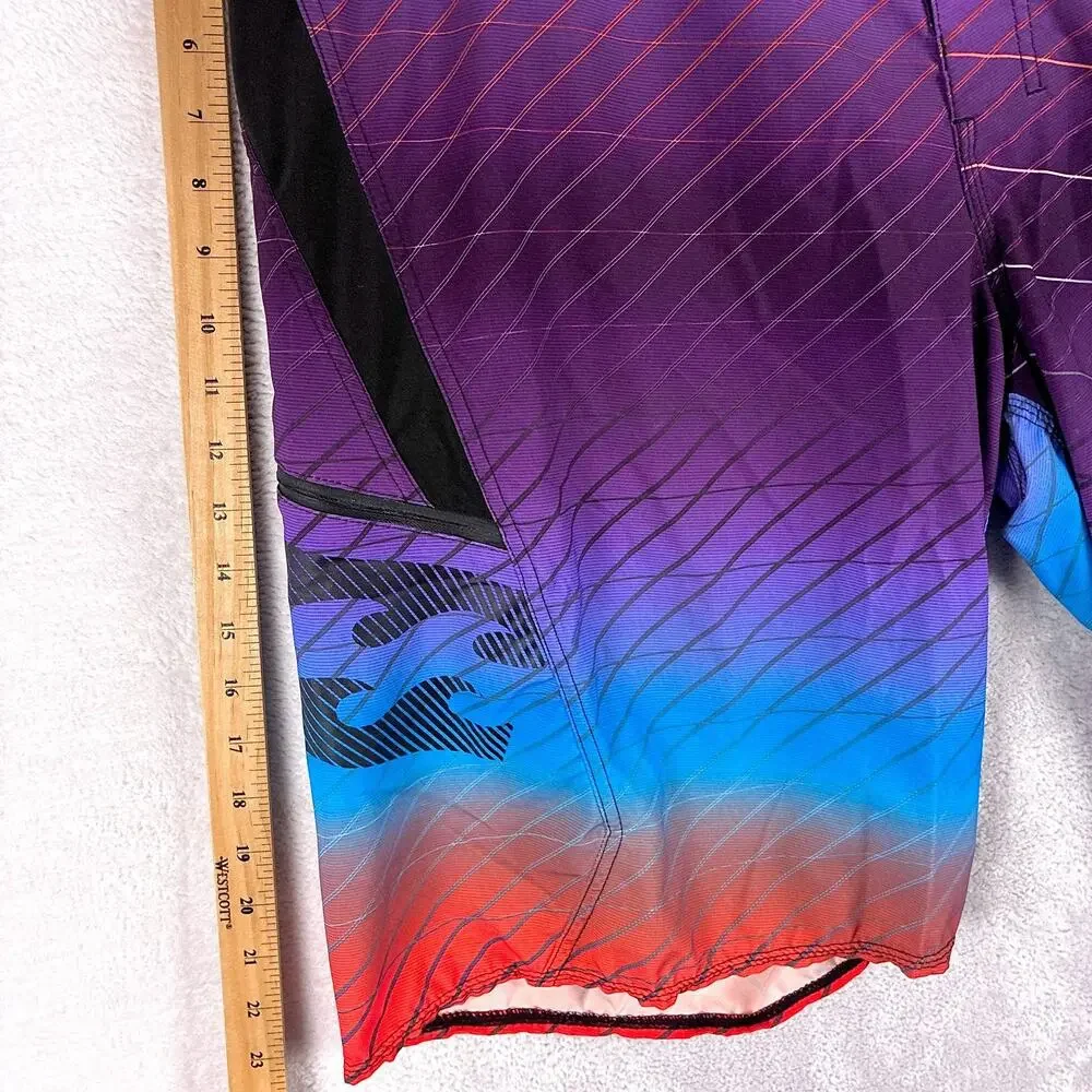 VTG Billabong Board Shorts Men 38 Purple Platinum Vaporwave Stretch Beach Y2K